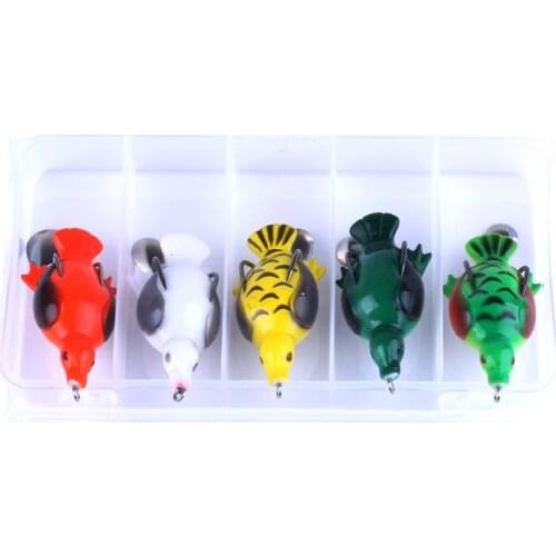 5pcs box kit 12.6g 6.5cm Duck Lure with Spoon for Snakehead Swimming Soft Baits Rig Hook Fishing Accessories Tackle Box