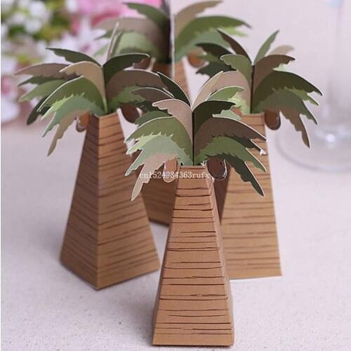 500pcs Candy Packing Favor Box Palm Tree Wedding Favor Box Chocolate Candy Gift Boxes Wholesale
