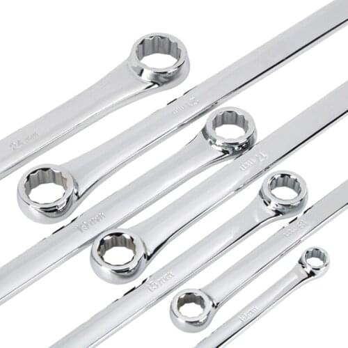 6 Pcs Extra Long Double Ring Box End Wrench Set Long Lifetime Aviation Spanner CR-V 8mm - 19mm Wrenches Tools Sets