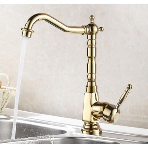 Home Improvement Accessories Antique Brass or gold Kitchen Faucet Swivel Bathroom Basin Sink Mixer Tap Crane