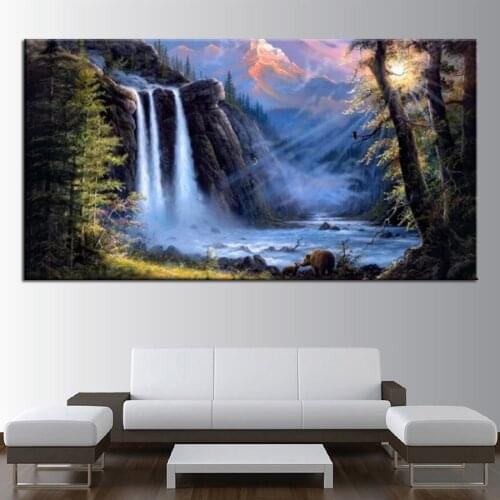 Mountain scenery waterfall Large 5D DIY Diamond Painting Full Square Drill Embroidery Mosaic Needlework Home Decor Gift AA2095