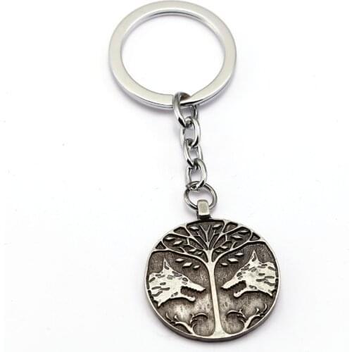 Games keychains for Boys Best Friend key holder tree two wolf logo Pendant Fashion Keyring For Men