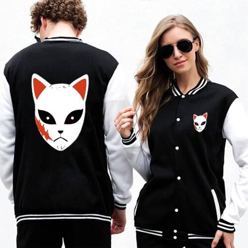 Demon Slayer Anime Series Printing Baseball uniform Winter Warm Bomber Jacket Men Brand Coat Fashion Casual Streetwear Jackets