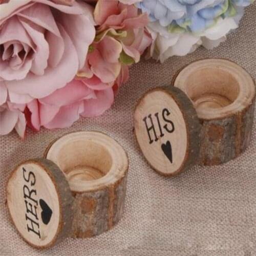 2Pcs Rustic Couple Ring Box Wood Wedding Ring Box Wedding Gift Jewelry Box