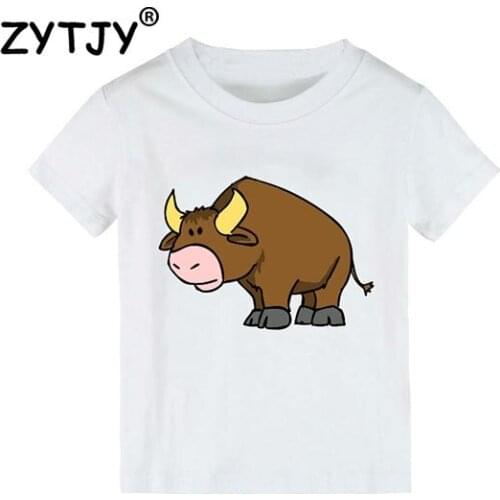 Bull Print Kids tshirt Boy Girl shirt Children Toddler Clothes Funny Top Tees Z-86