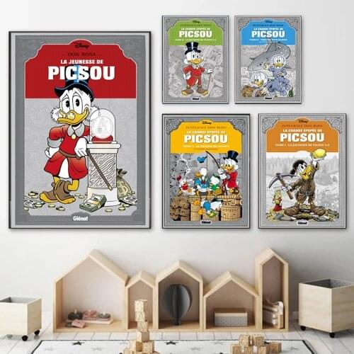 Disney Cartoon Comics Donald Canvas Painting Donald Duck Posters and Prints Wall Art Pictures for Living Home Room Decoration