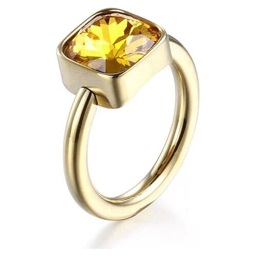 Designer gold color color big stone ring designs for women