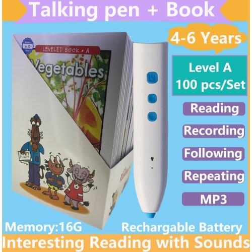 Preschool Education reading books Level A with Talking pen for Kids 4-6 years