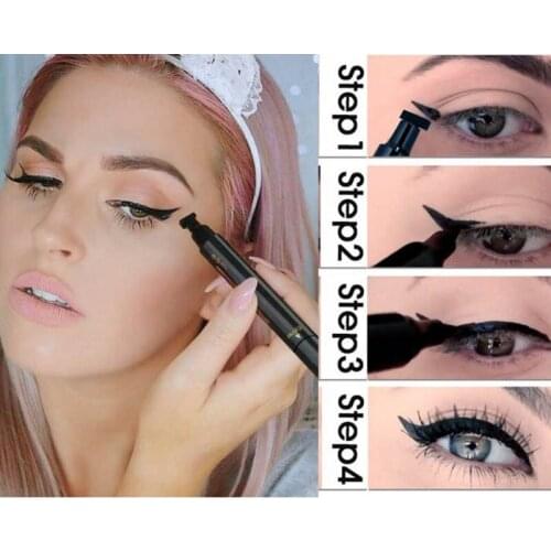 KADALADO Double Head Seal Liquid Eyeliner Pencil 2 IN 1 Waterproof Fast Dry Black Triangel Eyeliner Pen Eye Makeup TSLM2