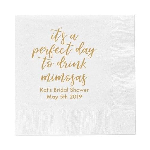 Its a Perfect Day to Drink Mimosas - Personalized Bridal Shower Napkins - Bridal Shower - Custom Engagement Party Napkins