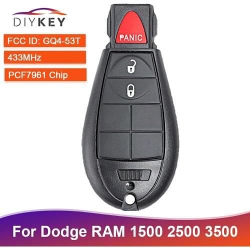 DIYKEY FCC: GQ4-53T for Dodge RAM 1500 2500 3500 2013 2014 2015 2016 2017 2018 433MHz PCF7961 Chip Remote Key Keyless Fob 2+1