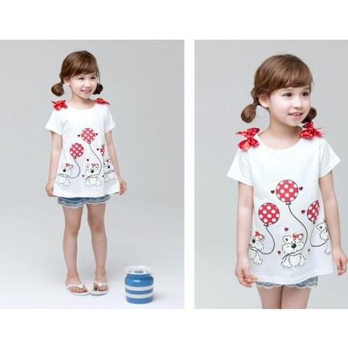 Baby Girls T-shirt Summer Short Sleeve Cute Bear Top Tee For Girl Kids Outwear Children Clothes