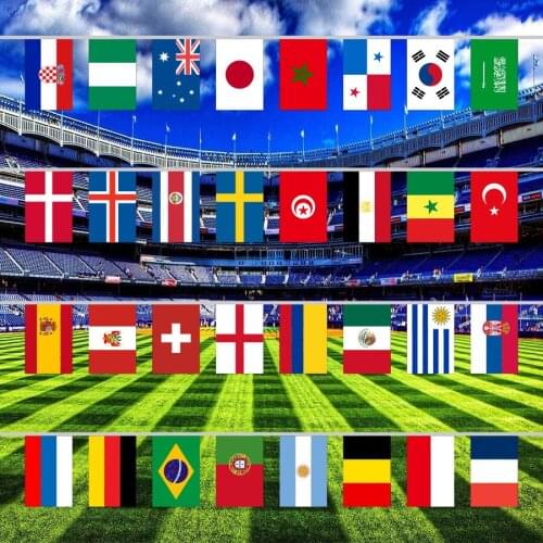 Soccer 2018 Football String Flag 32 Country 14x21cm 20*28cmFlags Country Banner Bar Home Football Soccer Fan Party Decoratio