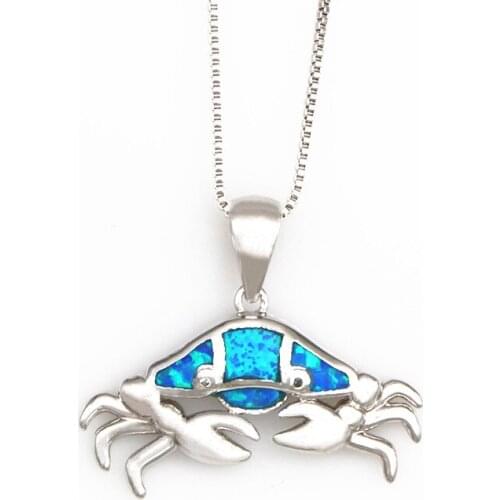 JZP0156 Hot Selling Ocean Series Crab Pendants Opal Crab Pendant Necklaces