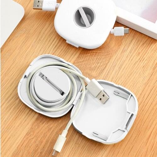 Square Rotatable Data Line Organizer Cord Management Storage Box Mobile Phone Charging Cable Winder Portable Cable Winder