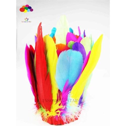 2Yards/Lots 100% natural Goose Feather Trims Dyed Feather Ribbons multicolour 15-20cm/6-8inch Fringes Cloth Belt DIY decoratives