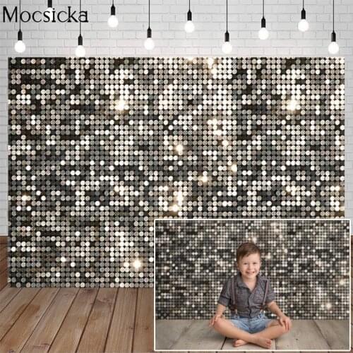 Mocsicka Golden Glitter Sequin Bokeh Backdrop Child Adult Birthday Graduation Party Decorative Props Photography Background