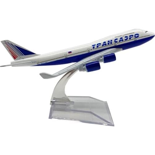 Russia Transaero Airlines 747 Plane Model 16CM 1/400 Airplane B747 Model with Base Alloy Aircraft Plane Model Christmas Toys