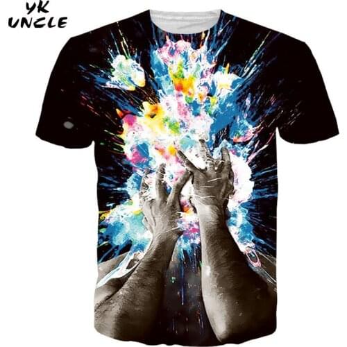 YK UNCLE Brand Impression Style Men/Women 3d T-shirt Printed Watercolor People Brain Hole Open Summer Cool Slim T shirt Tee Tops