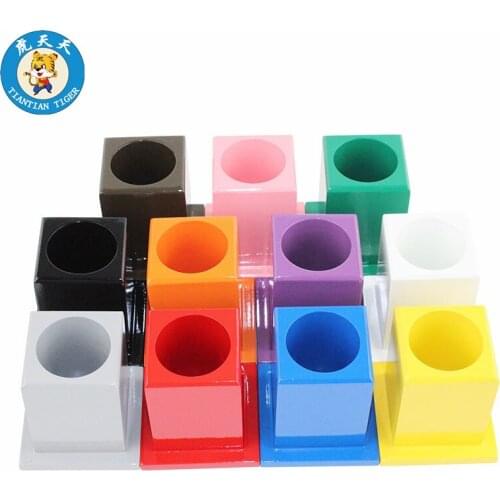 Montessori Set Preschool Teaching Materials Developing Wooden Toys 11 Color Pencil Holders