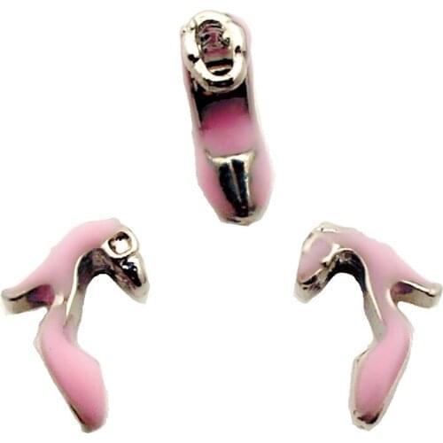 Newest 3D High-heeled shoes floating charms living glass memory lockets diy animal Accessory charms jewelry 10pcs/lot