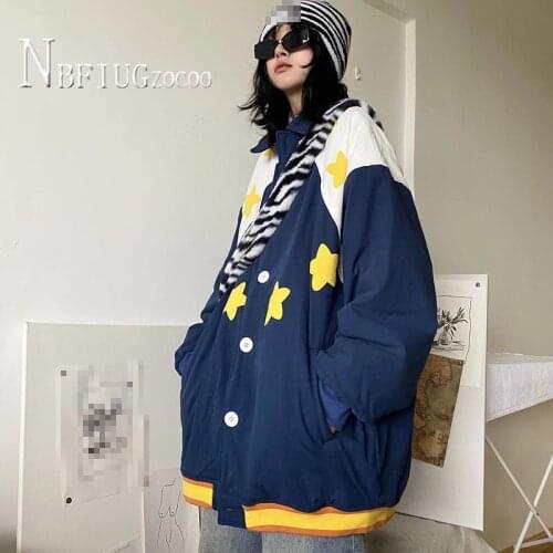 Winter New Students Women Parkas Outwear Harajuku Loose Warm Female Jacket