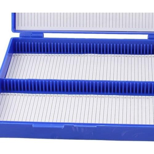 KSOL New Style Royal Blue Plastic Rectangle Hold 100 Microslide Slide Microscope Box