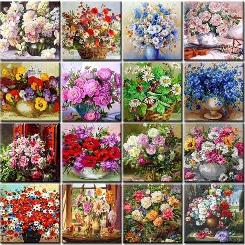 Painting By Numbers Blue Temptation Flowers Bloom Landscape DIY Paint By Number Canvas for Kids & Adults Gift Modern Home Decor