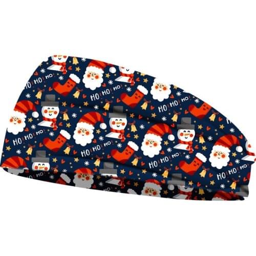 Christmas Print Headband Women Elastic Hair Bands Running Fitness Yoga Headwear Female Stretch Wash Makeup Hair Accessories