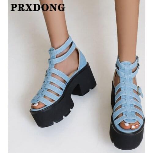 Women Pumps Shoes New 2021 Hot Summer High Heels Platform Black Shoes Woman Punk Dress Party Casual Shoes Sandals Big Size 34-43