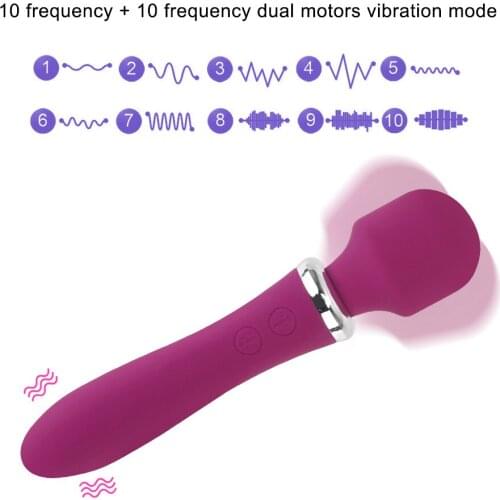 G-Spot Vibrating Dildo Magic Wand AV Vibrator Dual Motors Clitoris Stimulator Vaginal Massager Sex Toys for Woman Lesbians 18