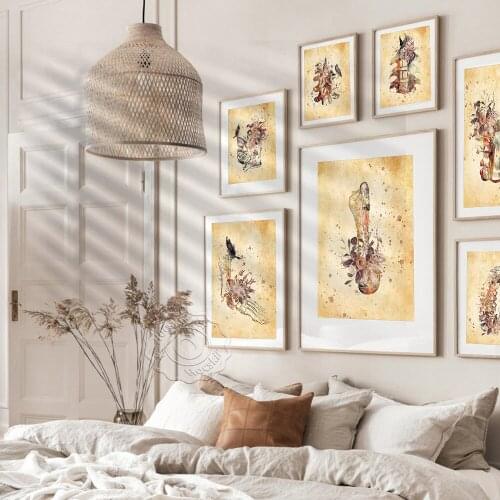 Vintage The Mankind Skeleton Colored Drawing Poster, Human Anatomy Skeleton Decor Painting, Doctor Office School Art Decor Mural