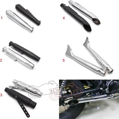 Motorcycle Exhaust Heat Pipe Muffler Exhaust Tip Vintage Rear Pipe Tail Tube for Harley/Suzuki/Yamaha/Honda Slip on Exhaust