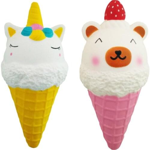 High Quality 18CM Jumbo Squishy Unicorns ice cream Super Slow Rising Kawaii Catoon Phone Strap Pendant Bread Cake Toys Drop