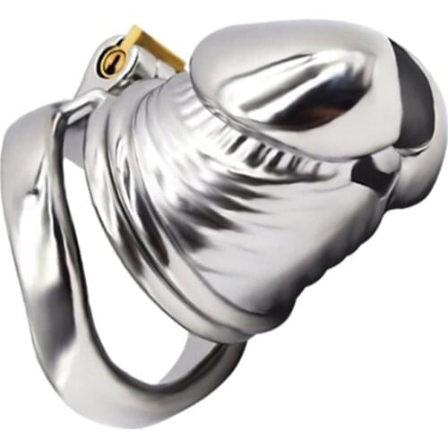 Adult Games Stainless Steel Cock Cage Lockable Sex Toy for Men Realistic Penis Shaped Cock Ring Sleeve Lock Male Chastity Device