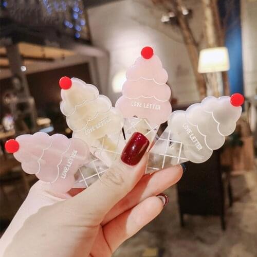 Cute Girl Acetic Ice Cream Hairpin Soft Girls Lolita Style Elegant Bangs Clip Side Hair Accessories Hair Clips for Women