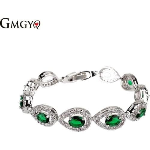 2018 New Green Zircon Water Drop Bracelet Evening Party Decoration Accessories For Womens Jewelry Gift