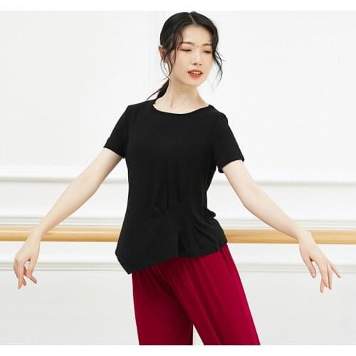 Adult Short Sleeve Belly Dance Ruched Asymmetric Hem Top T Shirt Costume for Women Dancing Clothes Dancer Wear Clothing