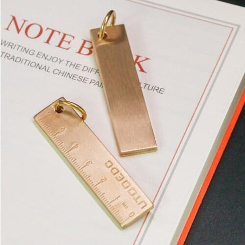 1 pcs Mine Multifunction Thickening Portable Brass Ruler 6 CM with Keychain