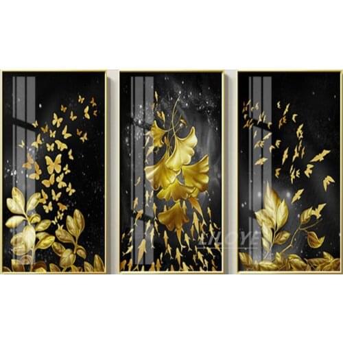 3pcs Abstract Gold Butterfly Diamond Painting Modern Diy Cross Stitch Diamond Embroidery Mosaic Painting Living Room Decor DF124