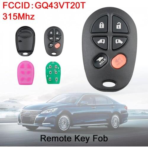 315Mhz 6 Buttons Car Remote Key Fob GQ43VT20T Fit for 2009 2010 2011 2012 2013 2014 2015 2016 Toyota Sienna