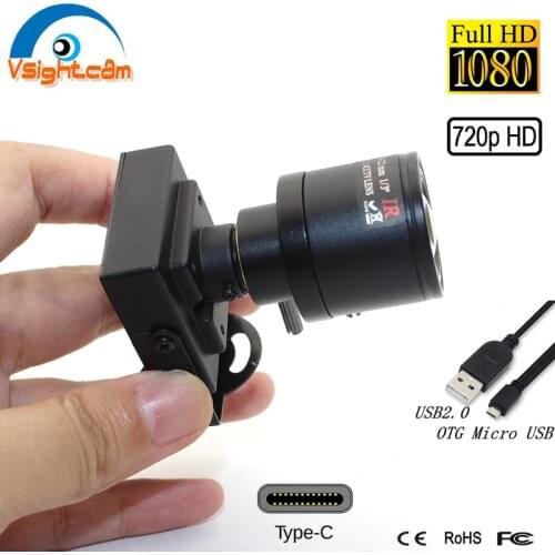 35*35mm Mini USB Camera HD1080P ov2710 720P H62 Mannul Zoom Lens 9-22mm Type-C Micro USB Security OTG Camera Industrial Testing