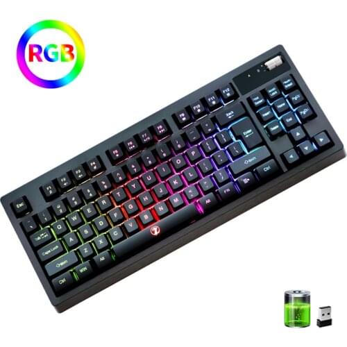 ZJFKSDYX L87 Wireless RGB Gaming Keyboard, 2.4G Connection Support Charging Waterproof Mute Button (Black)