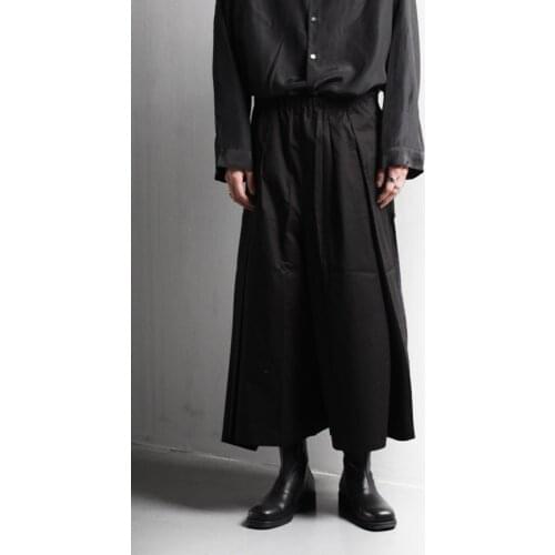 Dark wind mens pants new trend hip hop casual pants wrapped body wide skirt pants wide leg pants mens elastic waist pants