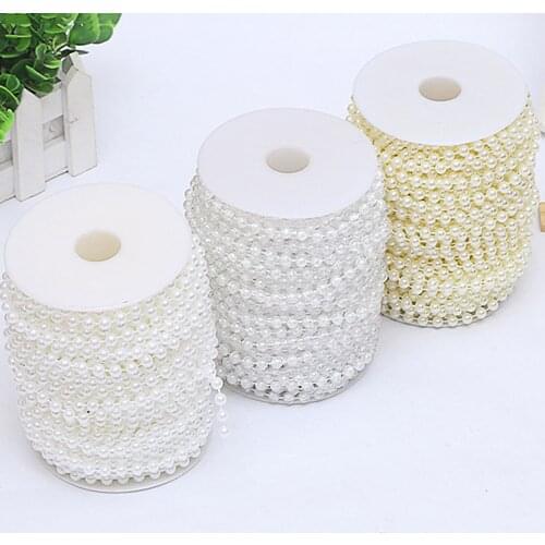 5M/lot Imitation Pearl Beads Line Chain Trim pearls for crafts DIY Wedding Bride Bouquet Decoration Jewelry Findings Accessories