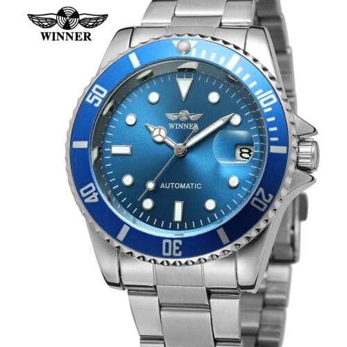 Winner Luxury Brand Design Blue Ocean Bezel Creative Watch Men Top Brand Luminous Casual Calendar Automatic Mechanical Watches