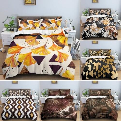 Black And Gold Geometric Pattern Bedding Set Multi-size Sheet Duvet Cover Pillowcase Single Piece Bedding Flowers Quilt Cover