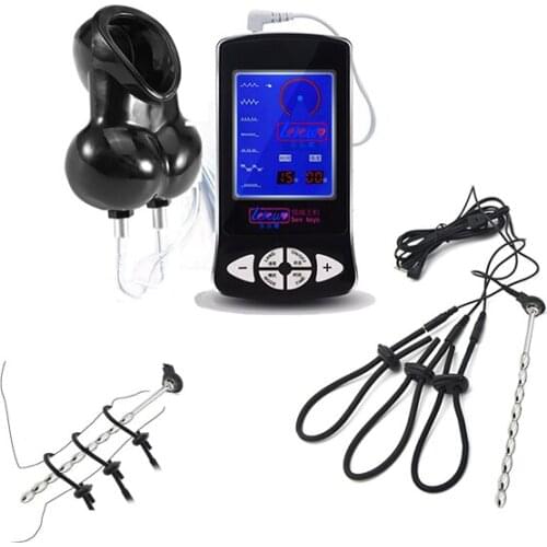 Electric Shock Set Urethral Sound Catheter Chastity Cage Cock Rings Scrotum Bound Ring penis Ring Delay Time Sex Toys For Men