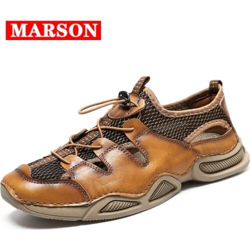 Classic Mens Sandals Summer Genuine Leather Sandals Men Outdoor Casual Lightweight Beach Sandal Fashion Men Slipper Plus Size