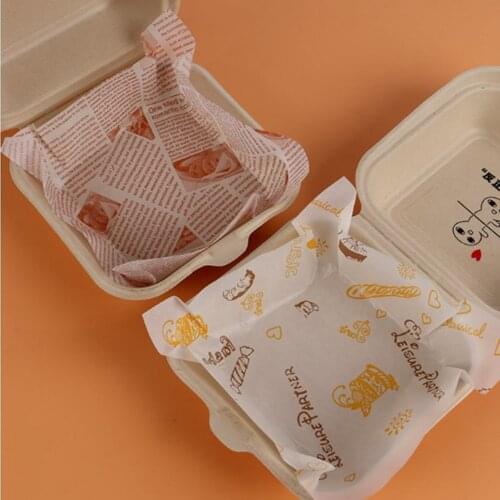 Oilpaper Wax Paper Food Wrapper Bread Burger Hamburger Biscuit Fries Decoration Packaging Nonstick Baking Wax Mat Paper